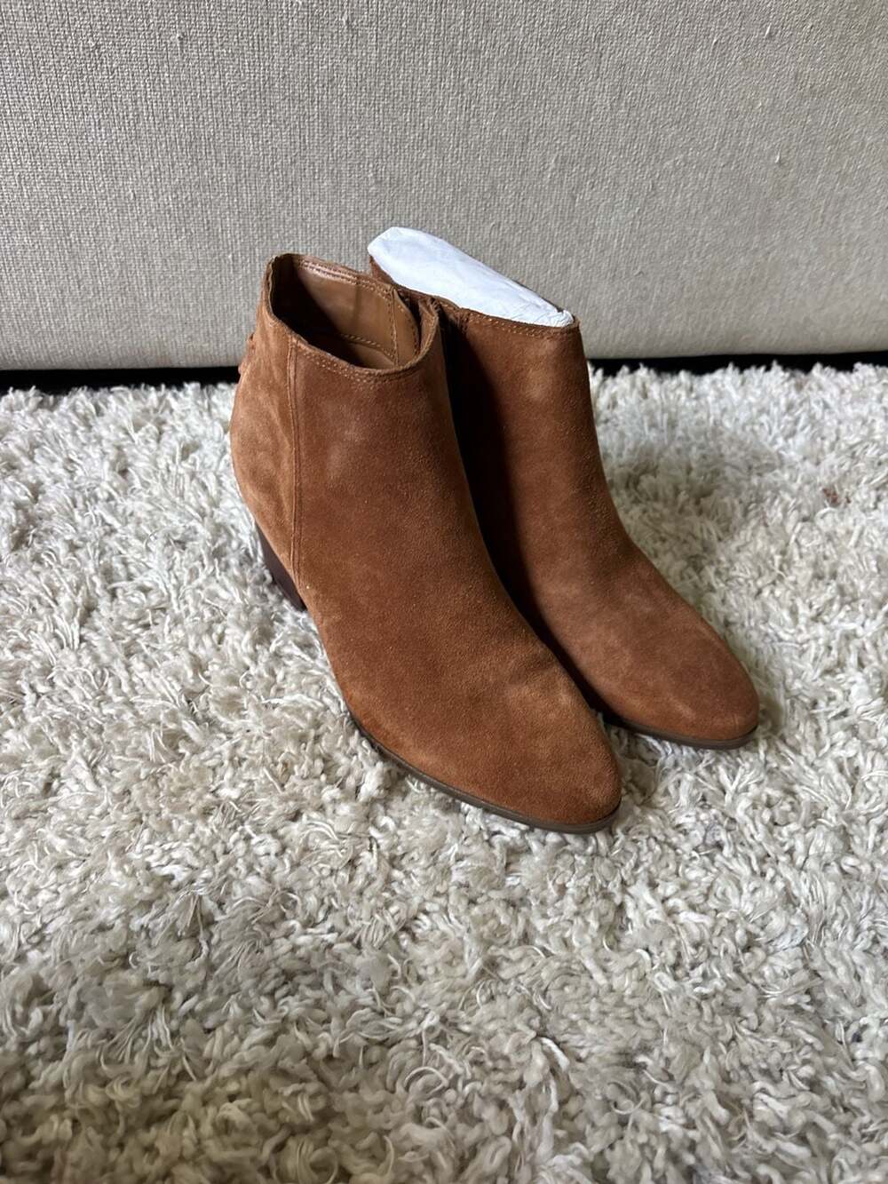 ALDO Teun Tan Suede Ankle Booties with Lace-up Back Detail